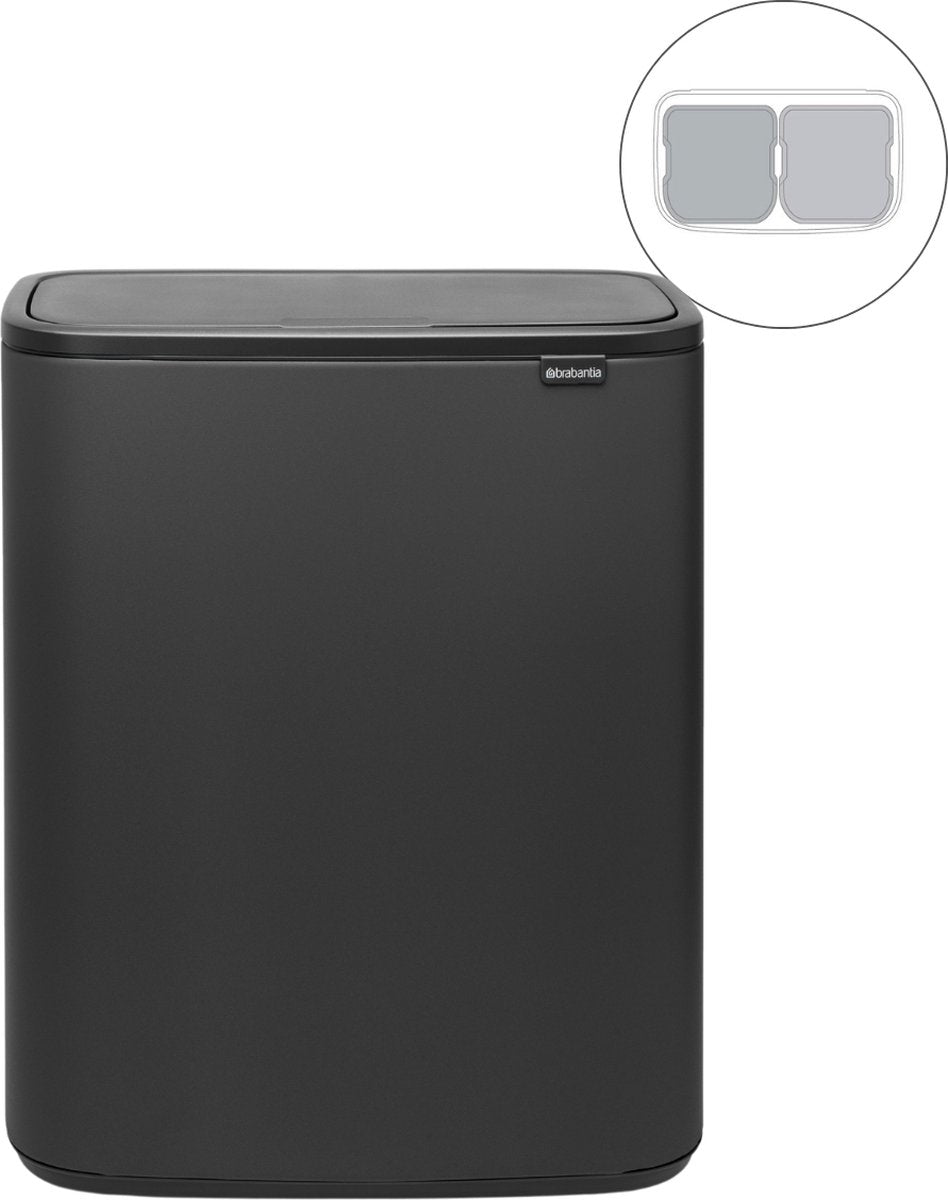 Brabantia Bo Touch Bin Abfallbehälter – 2 x 30 Liter – Mülltrennung – Mineral Infinite Grey
