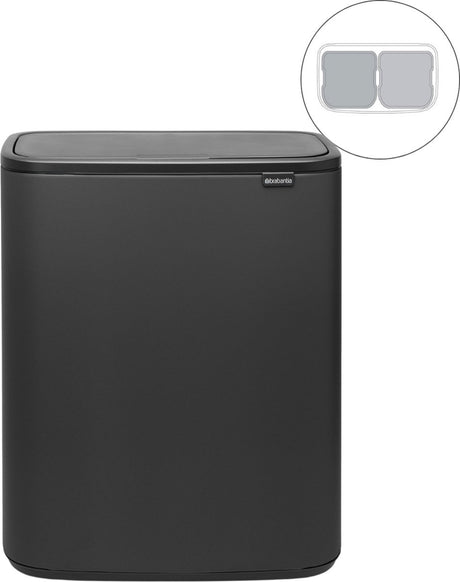 Brabantia Bo Touch Bin Abfallbehälter – 2 x 30 Liter – Mülltrennung – Mineral Infinite Grey