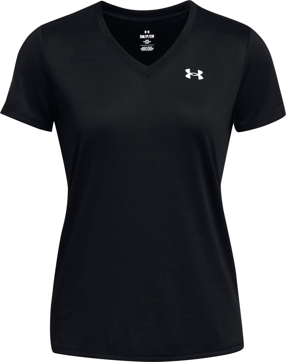 Under Armour Tech SSV – Solid-Blk Damen-Sportshirt – Schwarz – Weiß