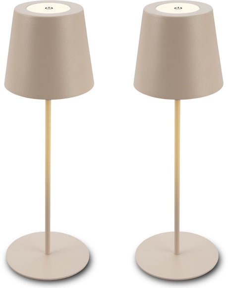 B.k.licht briloner kiki – 2er-Set Tischlampen wiederaufladbar – dimmbar – für drinnen und draußen – höhenverstellbar – warmweißes Licht – Beige