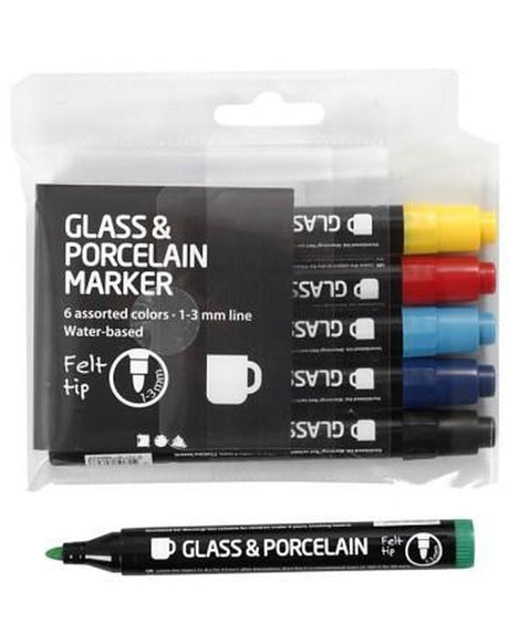 Creativ Company CC Glas- und Porzellanstift ohne Pumpe Spitzenset Basic 6-teilig