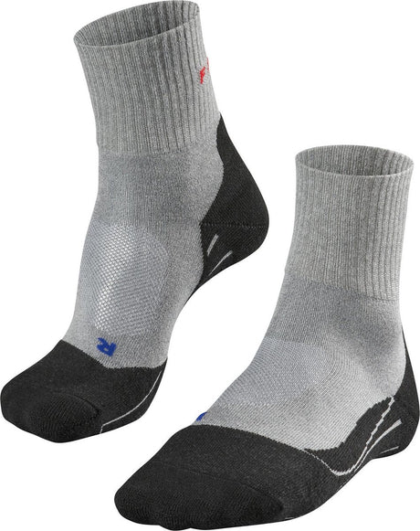 Falke TK2 Cool Short Anti-Blister Wandersocken aus dickem Lyocell-Funktionsmaterial Herren Grau - Größe 44-45