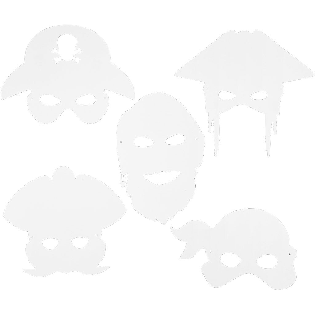 Creativ Company Piratenmasken, H: 16-26 cm, B: 17,5-26,5 cm, 230 g, weiß, 16 Stück 1 Box