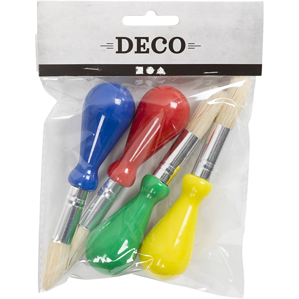 Creativ Company Kinderpinsel, L: 11,5 cm, T 13 mm, B: 11 mm, rund, 4 Stück 1 Box