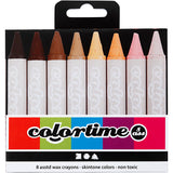 Colortime Wachsmalstifte, L: 10 cm, D 15 mm, Hautfarben, 8 Stück 1 Box
