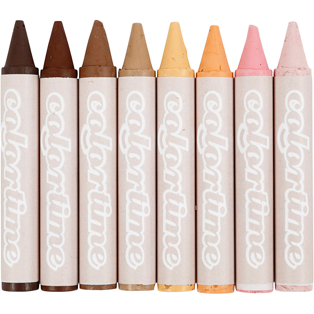 Colortime Wachsmalstifte, L: 10 cm, D 15 mm, Hautfarben, 8 Stück 1 Box
