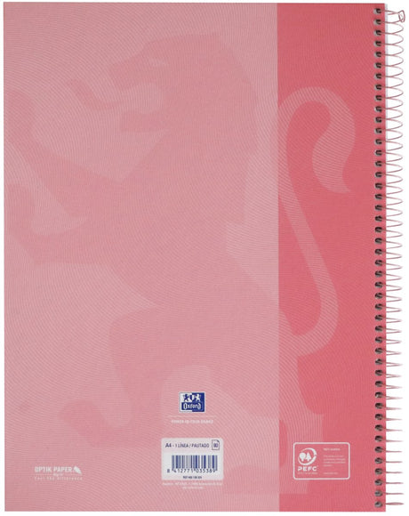 Oxford School Europeanbook – Notizbuch – farbiger Rand – A4+ – Linie – 80 Blatt – 4 Löcher – Hardcover – Pastellrosa