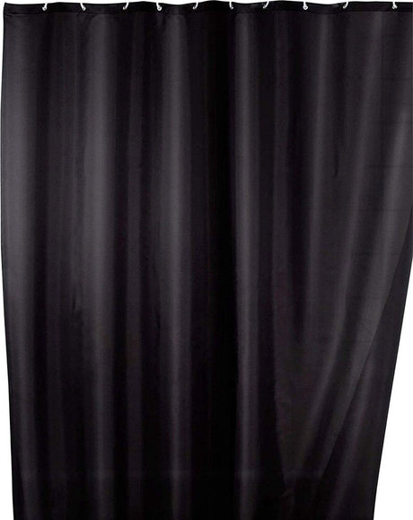 Wenko Anti-Pilz-Duschvorhang schwarz 180x200cm Polyester – inklusive Aufhängeringen – wasserdicht – waschbar – schnell trocknend