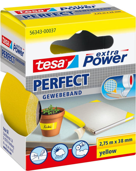 Tesa Perfect 56343-00037-03 Textilband Extra Power Gelb (L x B) 2,75 m x 38 mm 1 Stück