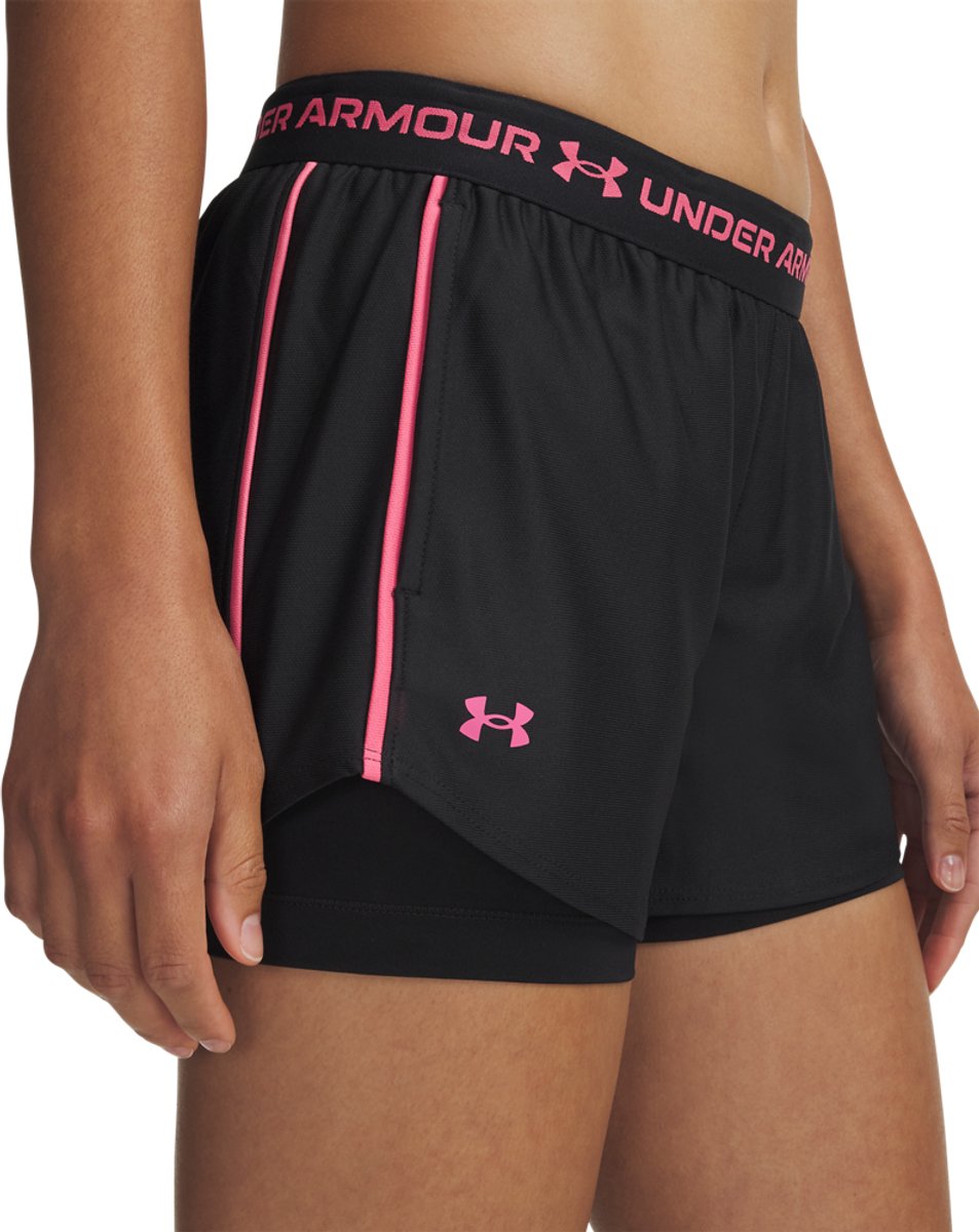 Under Armour Tech Play Up 2in1 Shorts-Blk Damen-Sporthose – Schwarz – Super Pink