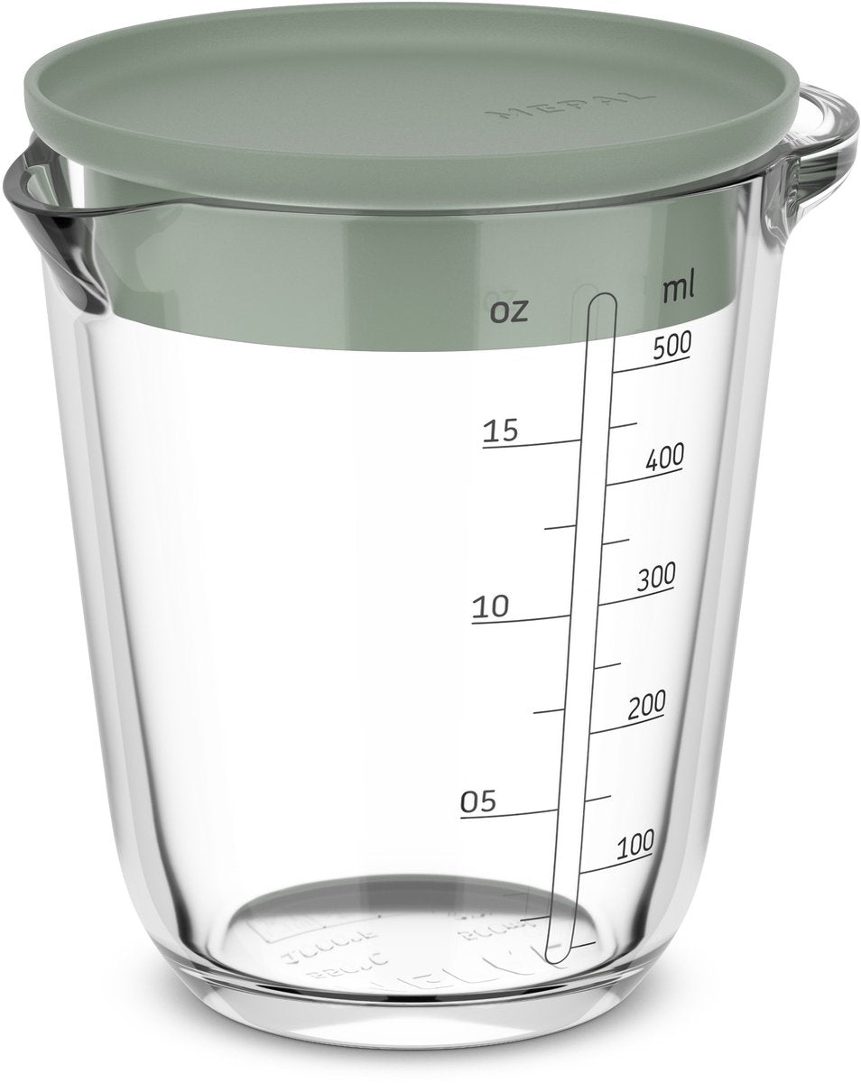 Glasmessbecher 500 ml mit Deckel nordischer Salbei | 4 Stück