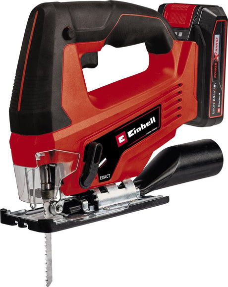 Einhell Akku-Stichsäge TC-JS 18 Li Kit – Power X-Change – 18 V Li-Ion – Hubhöhe: 20 mm – Gehrungsschnitte: max. 45° - inkl. 5 Sägeblätter - inkl. 2,5 Ah Akku und 1x Ladegerät