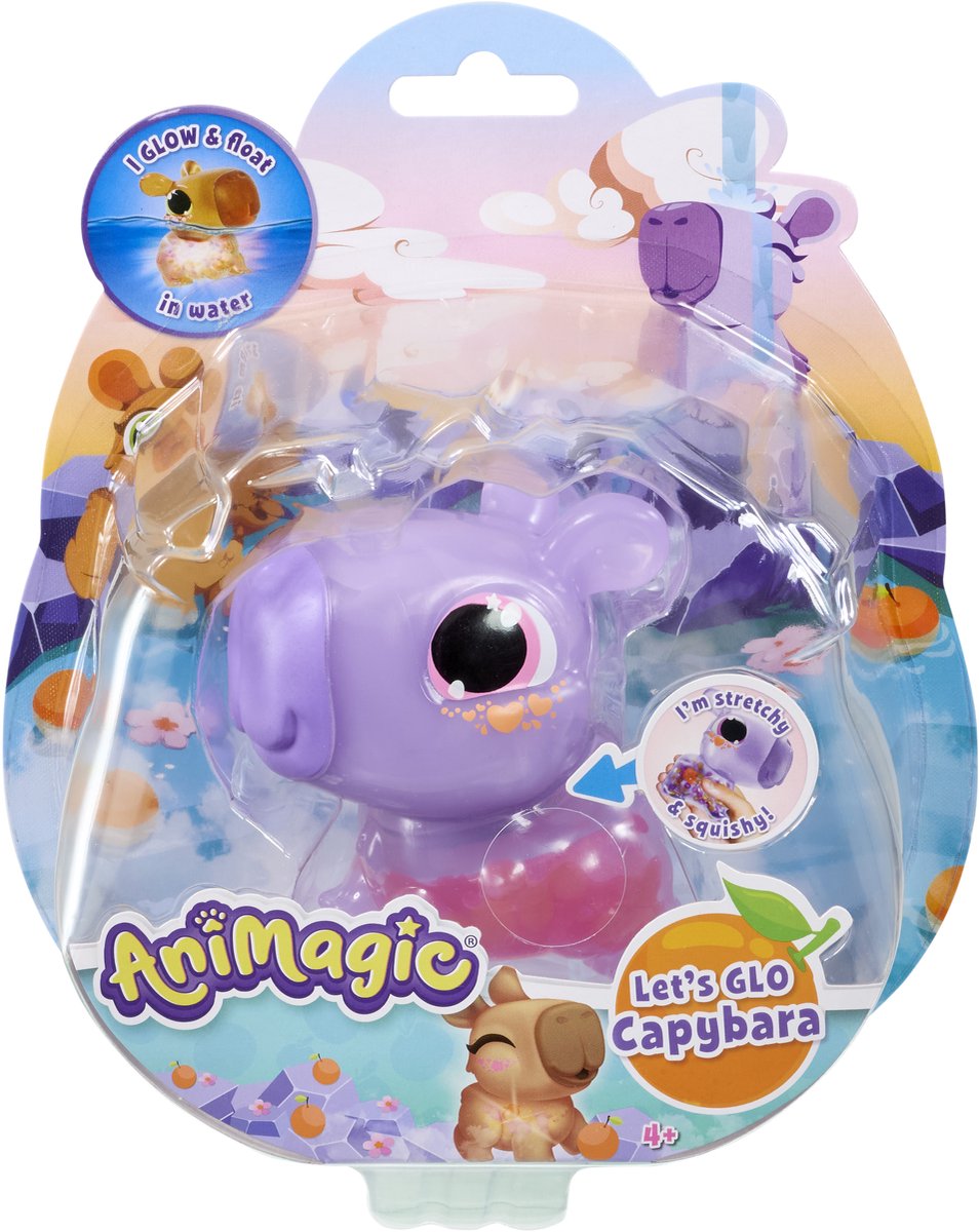 Goliath animagic let's glo capybara purple - speelfiguur - lichtgevende capybara