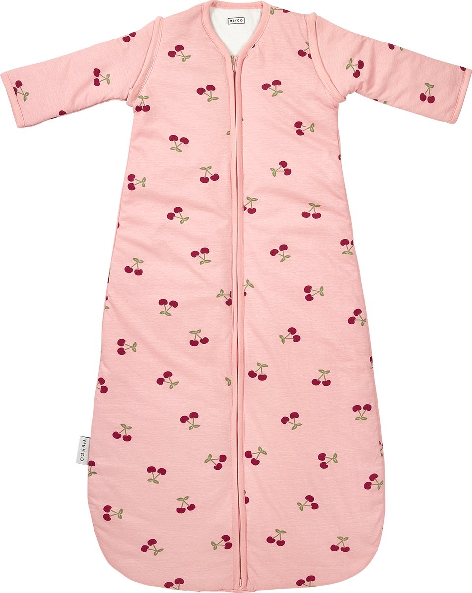 Meyco baby cherry baby slaapzak met afritsbare mouwen - soft rose - 80cm - 2.5 tog