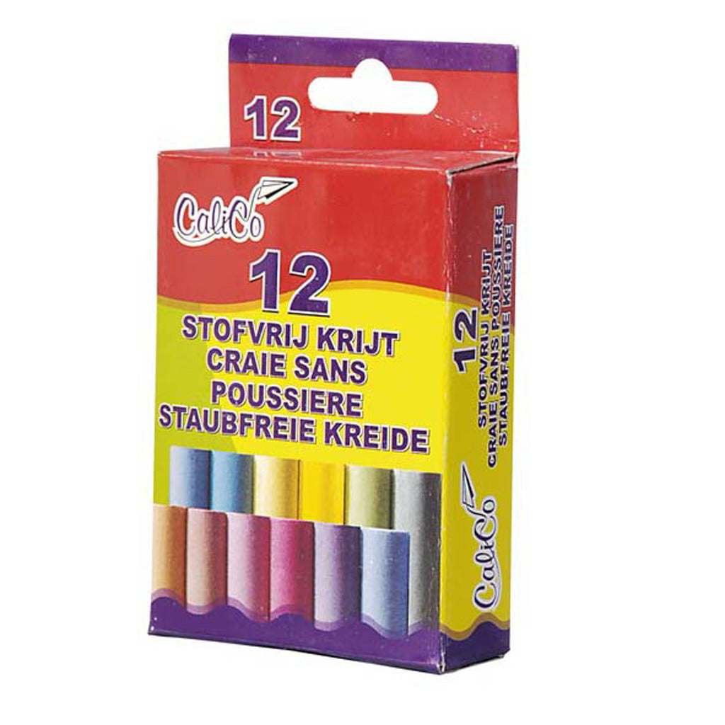 Basic schoolbord krijtjes kleur 12 stuks