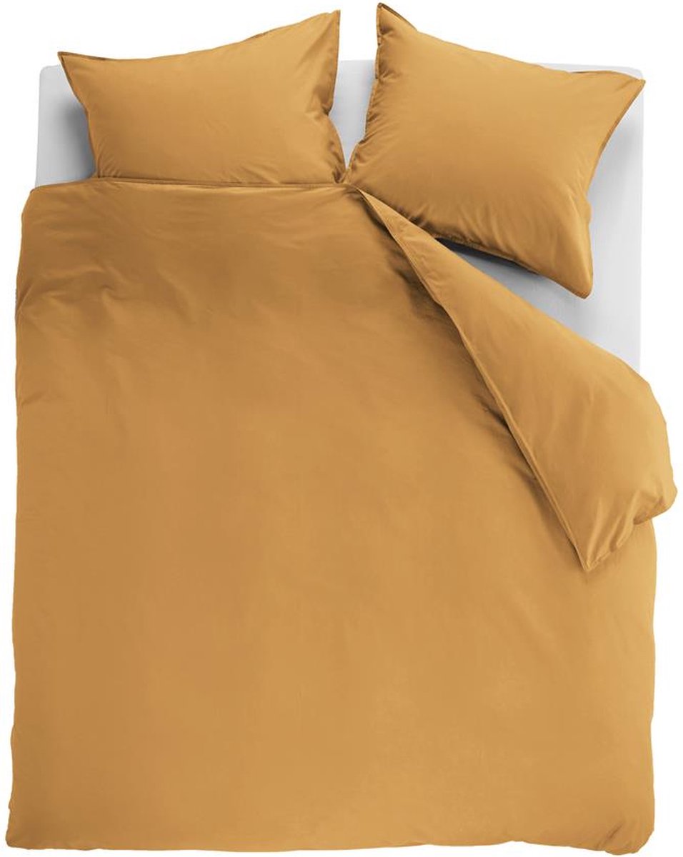 Ambiante cotton uni dekbedovertrek - effen - tweepersoons - 200x200 220 - oker