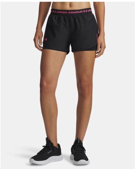 Under Armour Tech Play Up 2in1 Shorts-Blk Damen-Sporthose – Schwarz – Super Pink