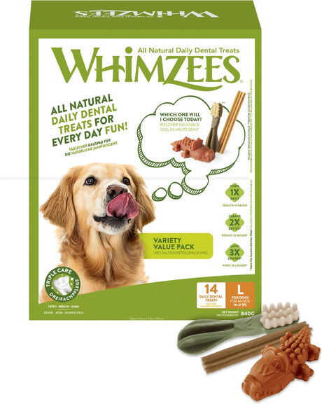 Whimzees Sortenbox l - Kausnacks - Hund - Sortiment - 14-tlg