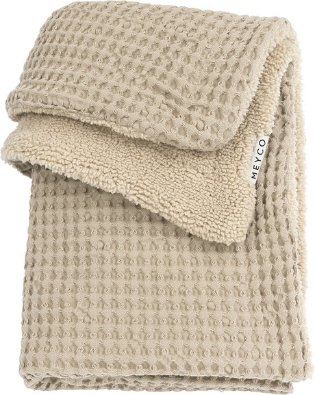 Meyco Baby-Waffle-Teddy-Kinderbettdecke – Sand – 75 x 100 cm – 2,0 Tog