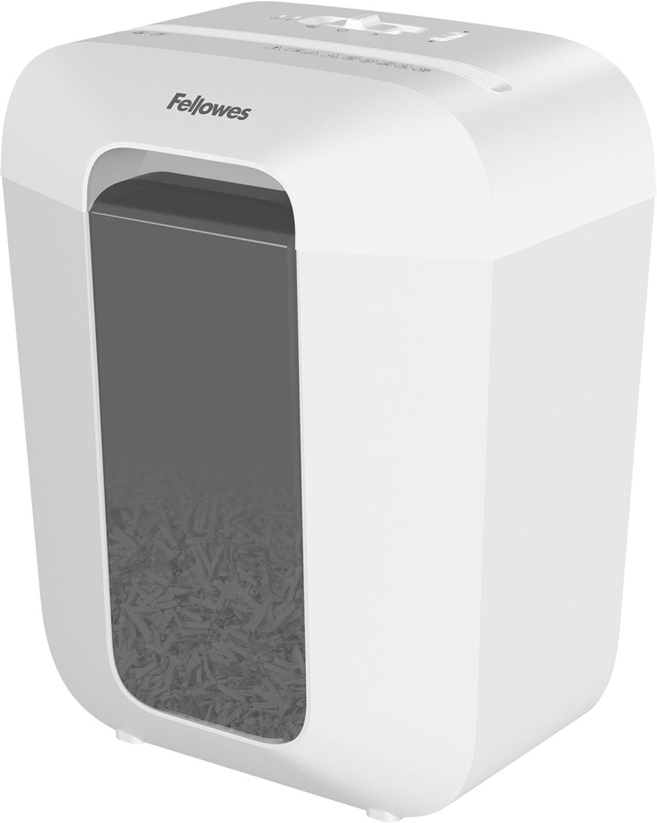 Fellowes lx50 Aktenvernichter – Kreuzschnitt – P4 – 9 Blatt – 17 l – weiß – für das Heimbüro – auch für Kreditkarten, Heft- und Büroklammern