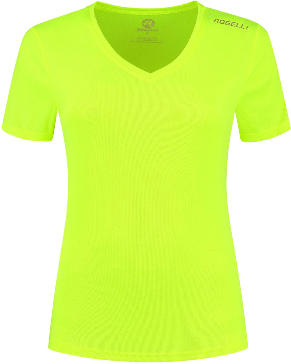 Rogelli promo hardloopshirt dames - korte mouwen - fluorgeel - m