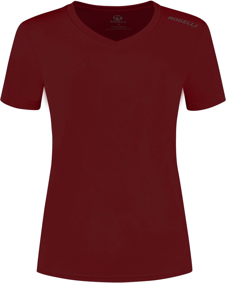 Rogelli promo hardloopshirt dames - korte mouwen - bordeaux - xl