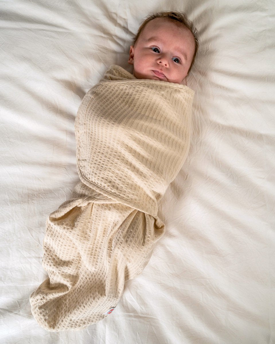 Lodger bundler - inbakerslaapzak - cr√©me - 0.3 tog - 60cm (0-4m) - seersucker katoen - inbakerdoek