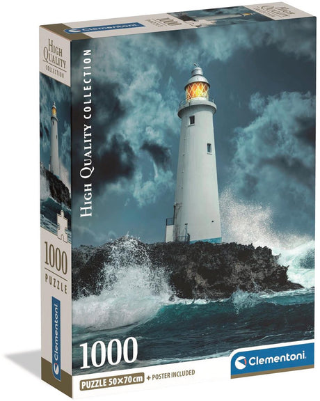 Clementoni – Puzzle – 1000 Teile – Leuchtturm im Sturm – Puzzle für Erwachsene – hochwertige Sammlung