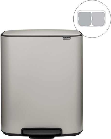 Brabantia Bo Abfallbehälter – 2 x 30 Liter – Mülltrennung – Soft Grey