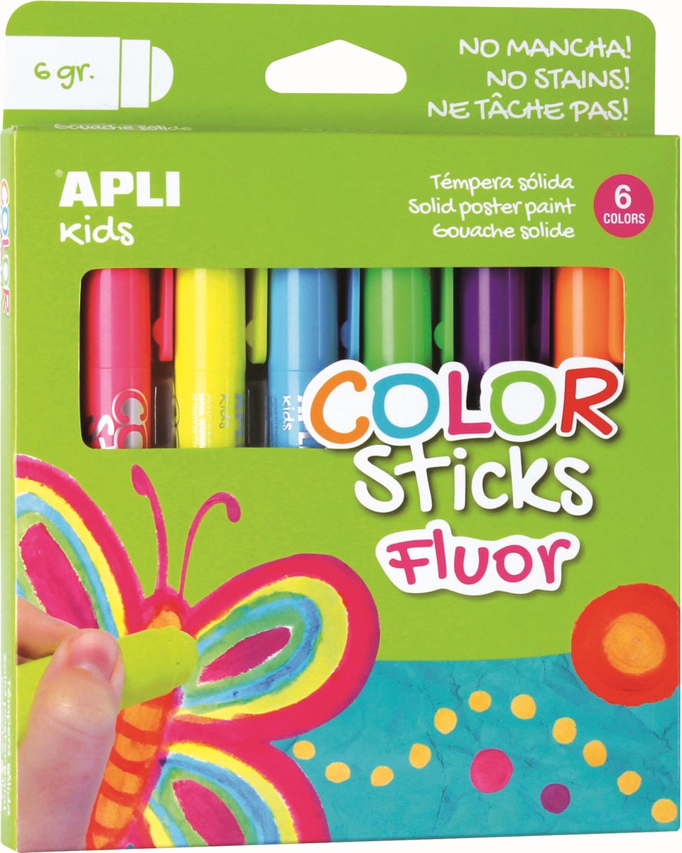 Apli Kinderfarbe Farbstift Fluor 6x