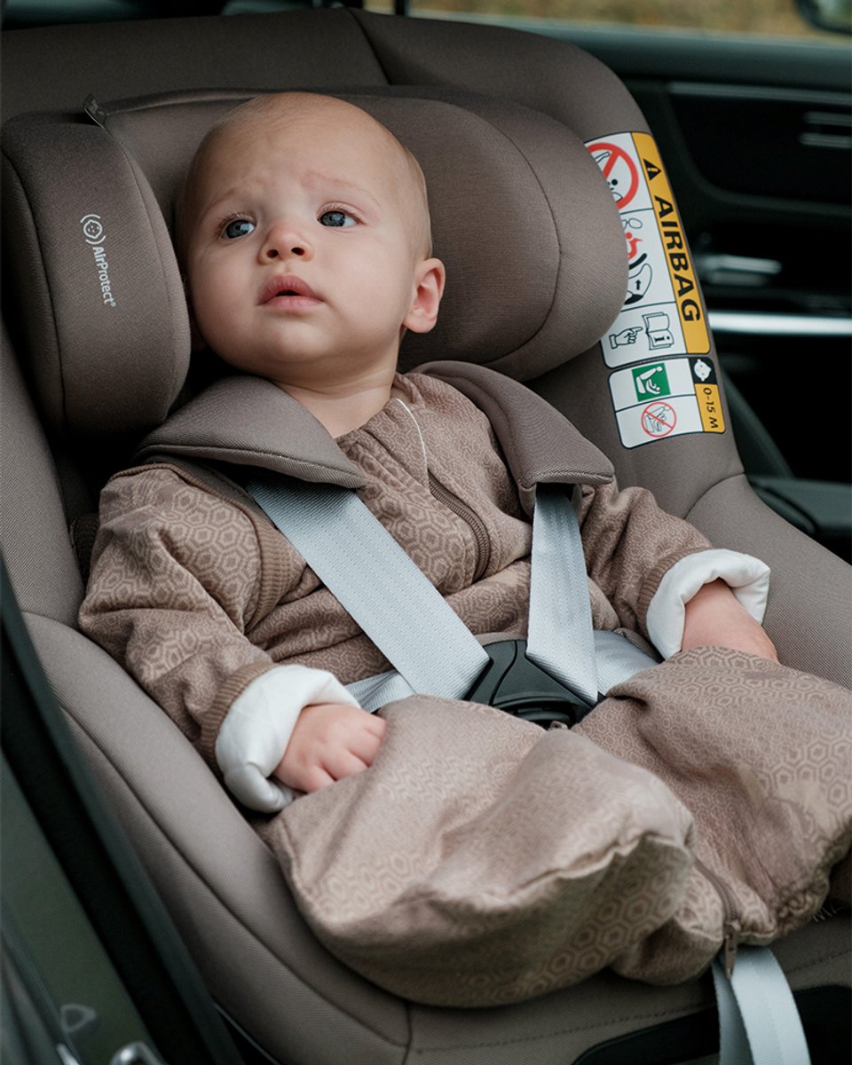 Lodger hopper - slaapzak baby met afritsbare mouwen - bruin - 80cm - 2.4 tog - autostoel - winterslaapzak