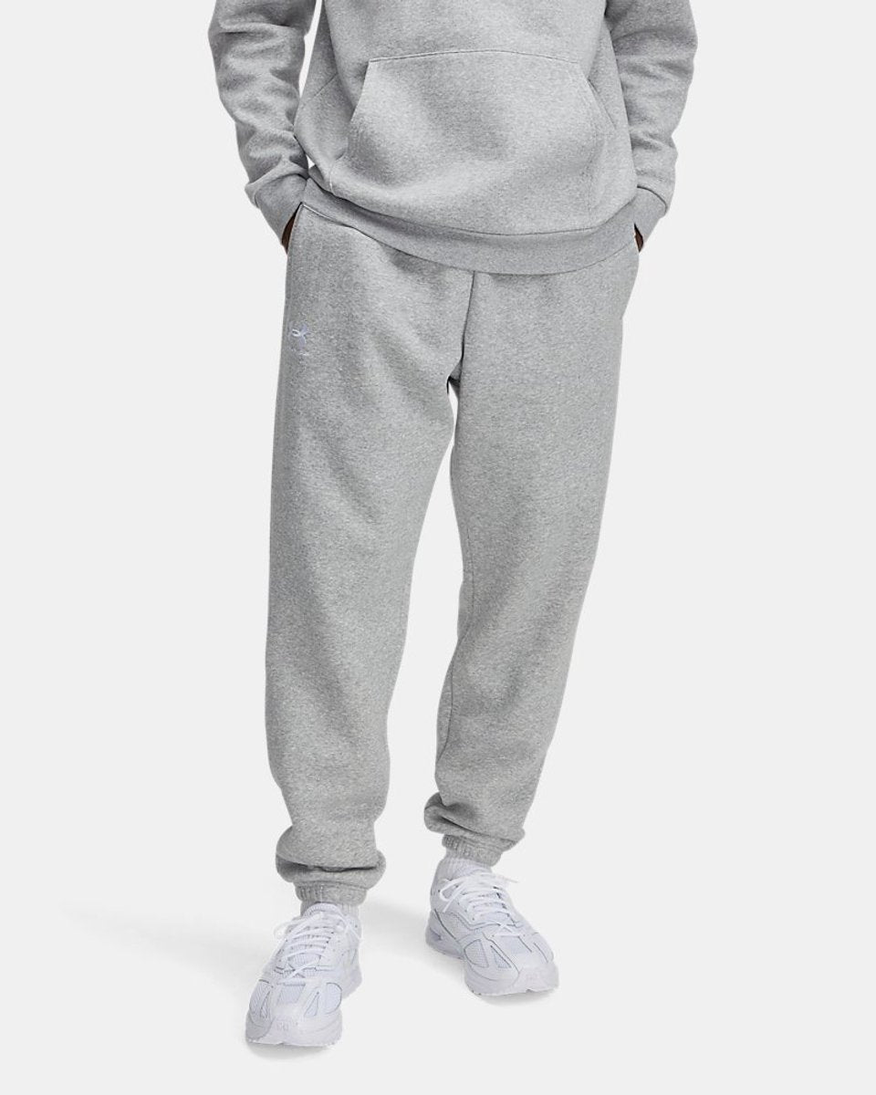 Under armour ua icon fleece jogger-gry heren sportbroek - mod grijs light heather - wit
