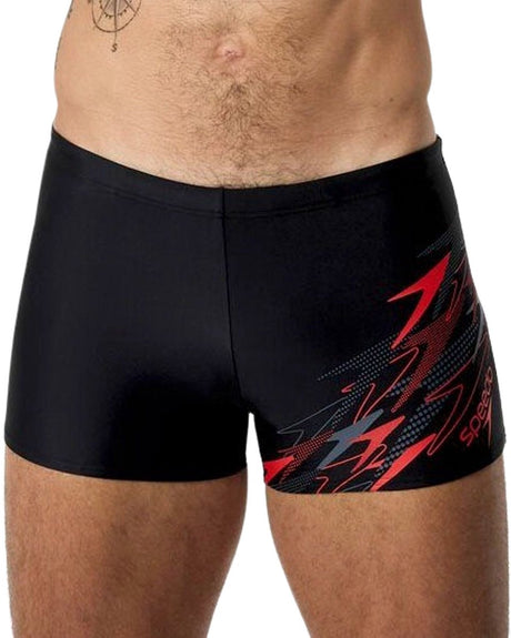 Speedo Medley Logo Aqua kurze Sport-Badehose für Herren – Blau Rot