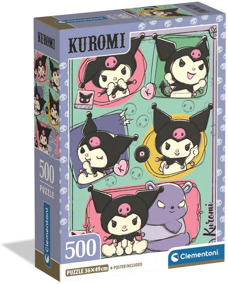Clementoni Kuromi Puzzle 500 Teile – Sanrio Kinderpuzzle – Kompaktbox – Kawaii-Puzzle für Mädchen ab 10 Jahren