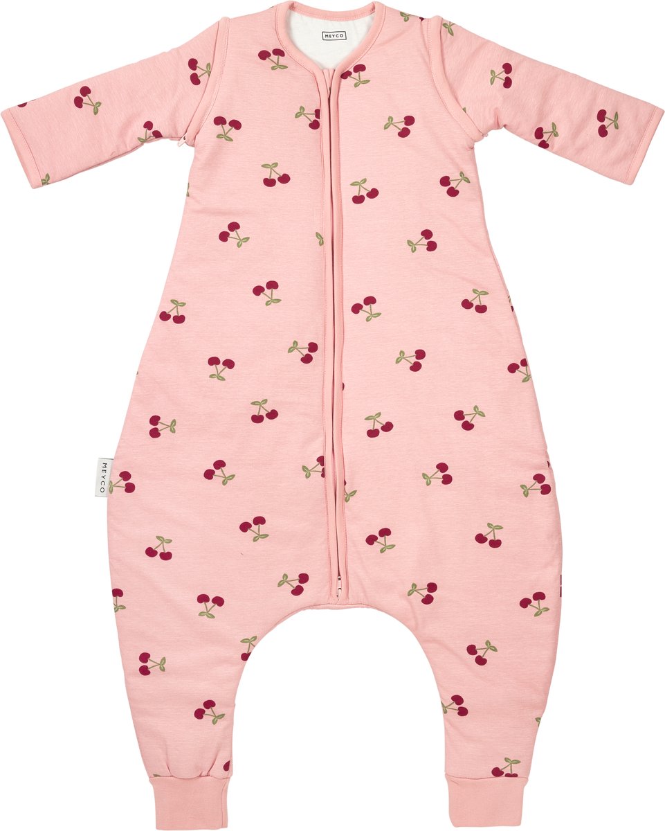 Meyco baby cherry slaapoverall jumper - afritsbare mouwen - soft rose - 92cm - 2.5 tog