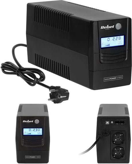 Rebel Nanopower Plus – UPS Zasilacz – 1000 VA – 600 W – LCD-Display