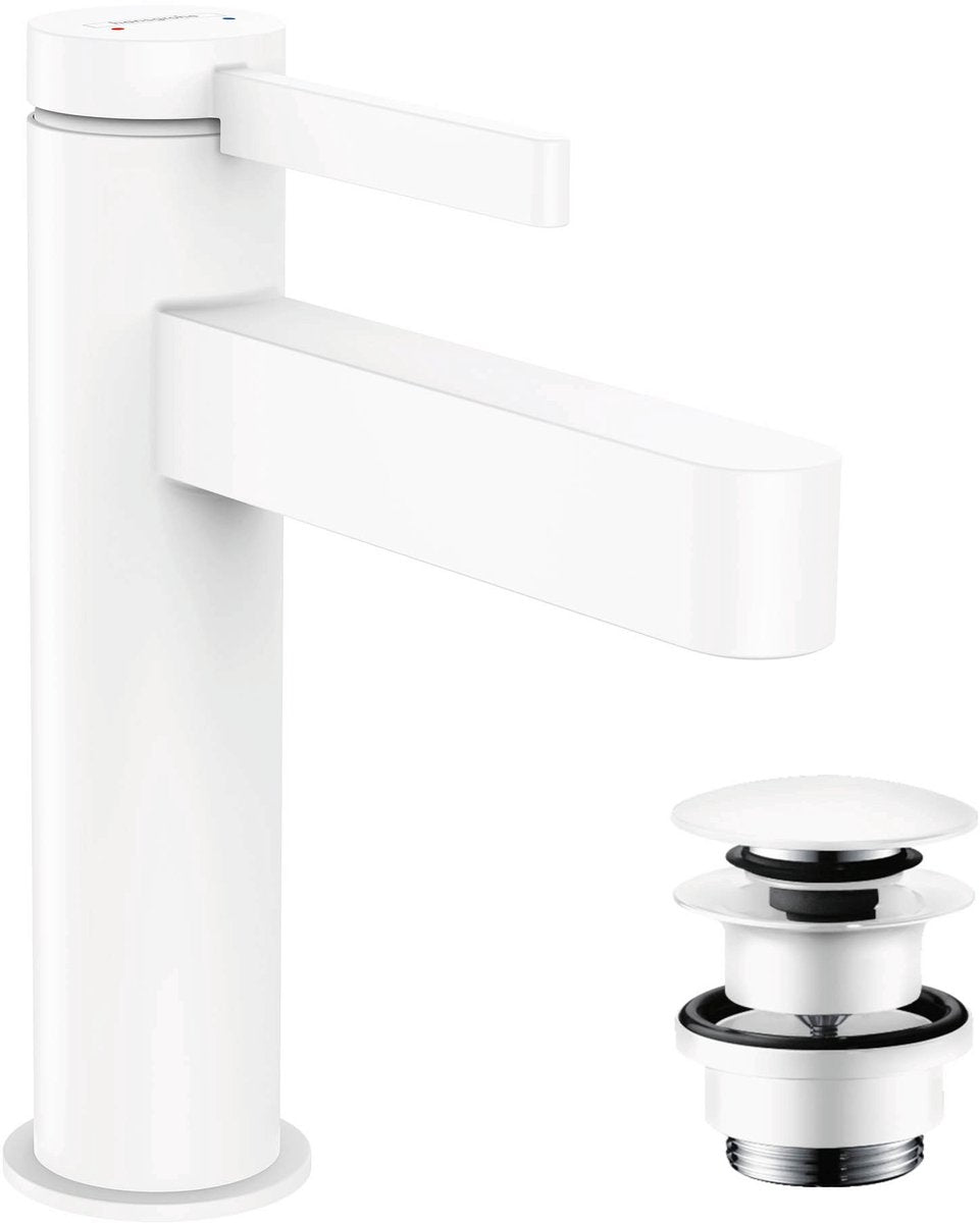 Hansgrohe finoris - Waschtisch-Mischbatterie - Einhebelbedienung - mit Ablassschraube - 110 mm - mattweiß
