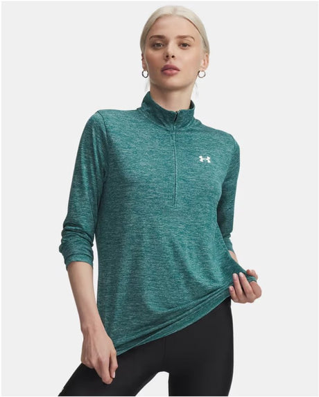 Under Armour Tech 1 2 Zip-Twist-Grn Damen-Sporttrikot – Rack Green – Weiß