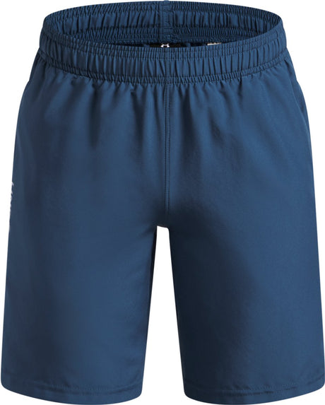 Under Armour Jungen-Sporthose „UA Tech Woven Wordmark Short-Blu“ – Wham Blue – Weiß