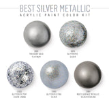 Folkart • Acrylfarben-Farbset, bestes Silbermetallic, 5-tlg