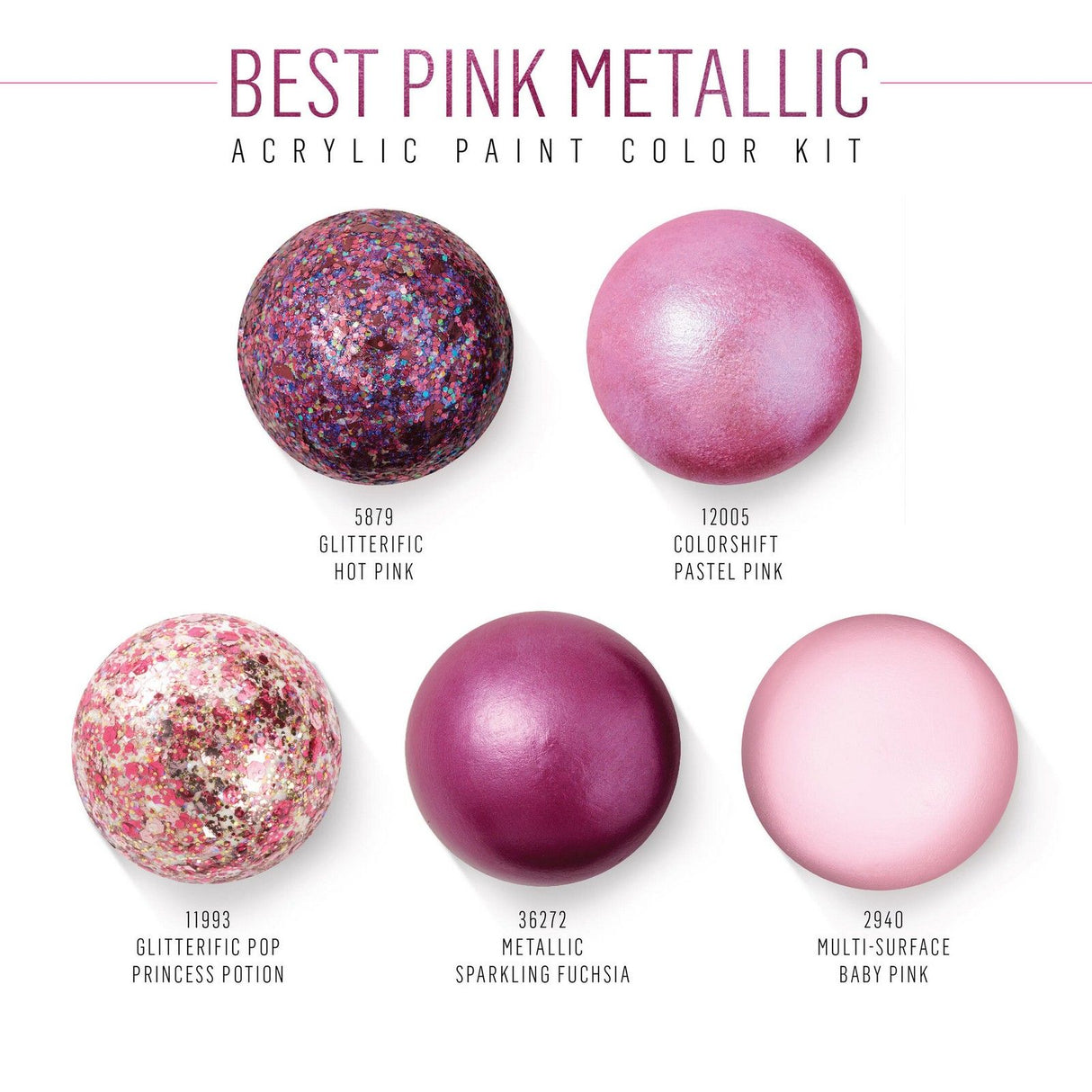 Folkart • Acrylfarben-Farbset, bestes Pink-Metallic, 5-tlg