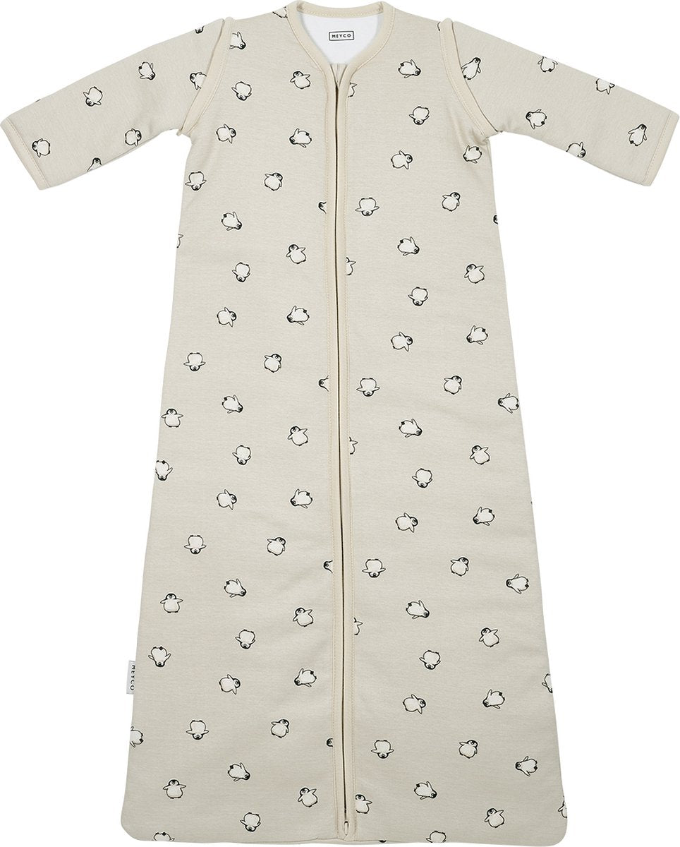 Meyco Baby-Pinguin-Babyschlafsack mit abzippbaren Ärmeln – weicher Sand – 110 cm – 2,5 Tog