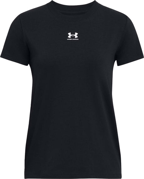 Under Armour UA Rival Core SS-BLK Damen-Sportshirt – Schwarz – Weiß
