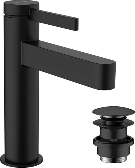 Hansgrohe finoris – Waschtisch-Mischbatterie – Einhebelbedienung – mit Ablassschraube – 110 mm – mattschwarz