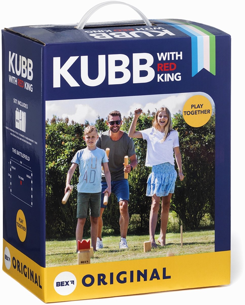 Bex Kubb Original Gummibaumholz mit rotem König