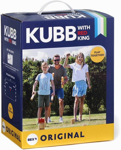 Bex Kubb Original Gummibaumholz mit rotem König