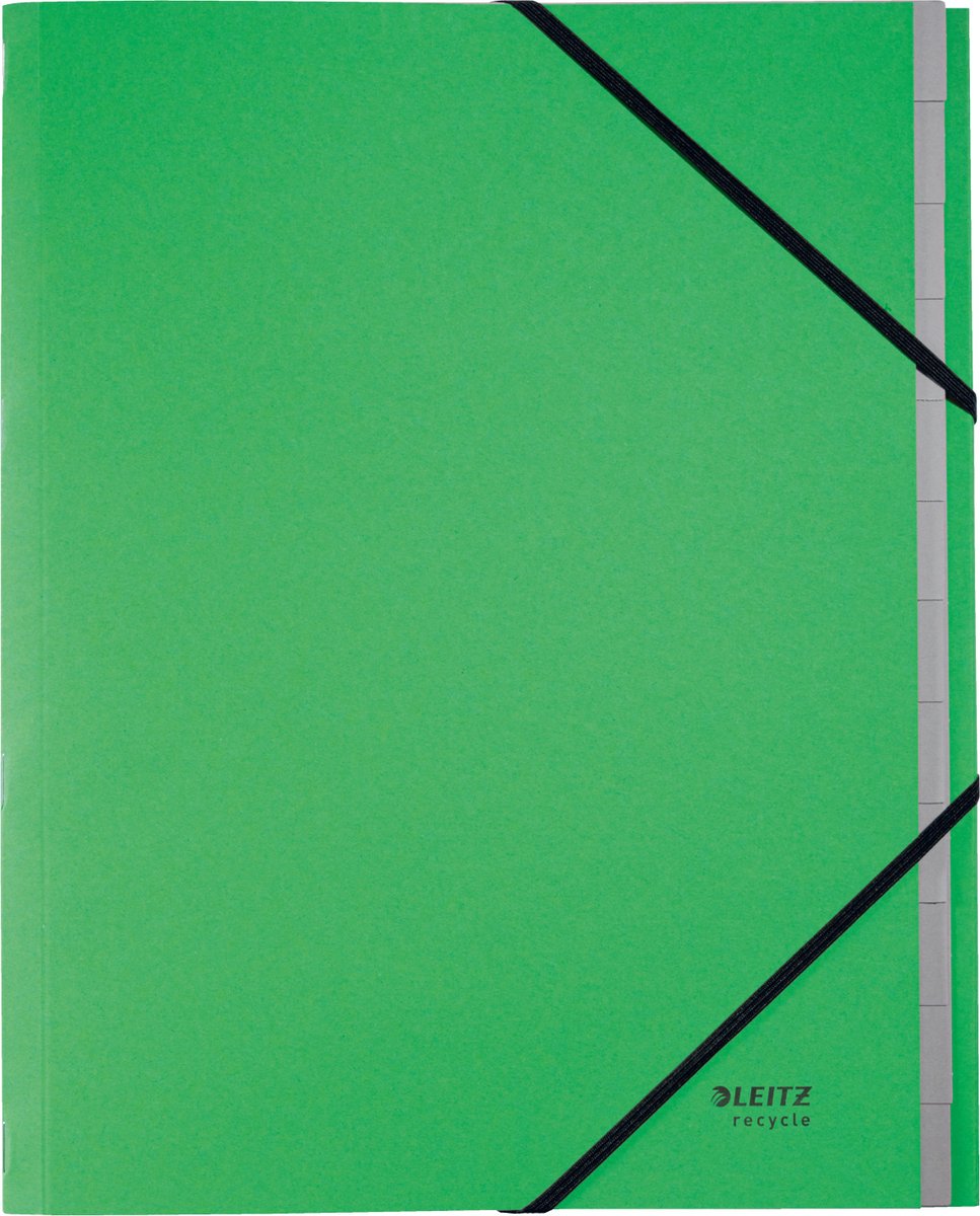 Leitz Recycling-Sortiermappe A4 – mit 12 Fächern – 100 % recycelter Post-Consumer-Karton – grün