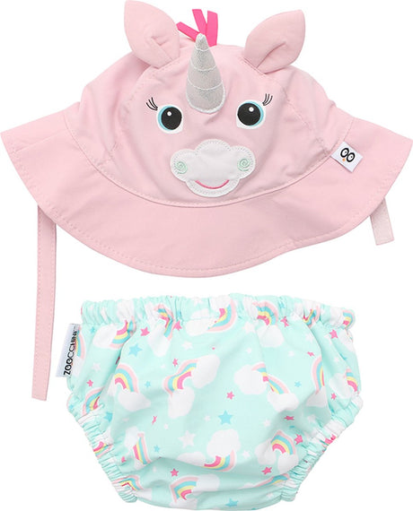 Zoocchini – UV-Schwimmwindel und Sonnenhut – Allie the Alicorn – mittel – 6–12 Monate