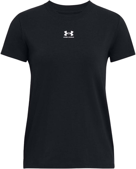 Under Armour UA Rival Core SS-BLK Damen-Sportshirt – Schwarz – Weiß