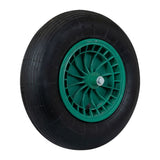 Wheel 16x4 400x8 plastic rim green complete with axle